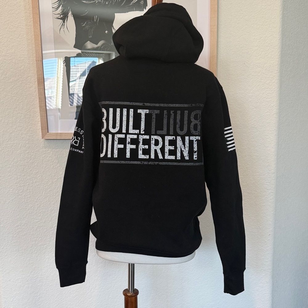 Relentless Rebel Apparel Black Hoodie with Built Different Logo